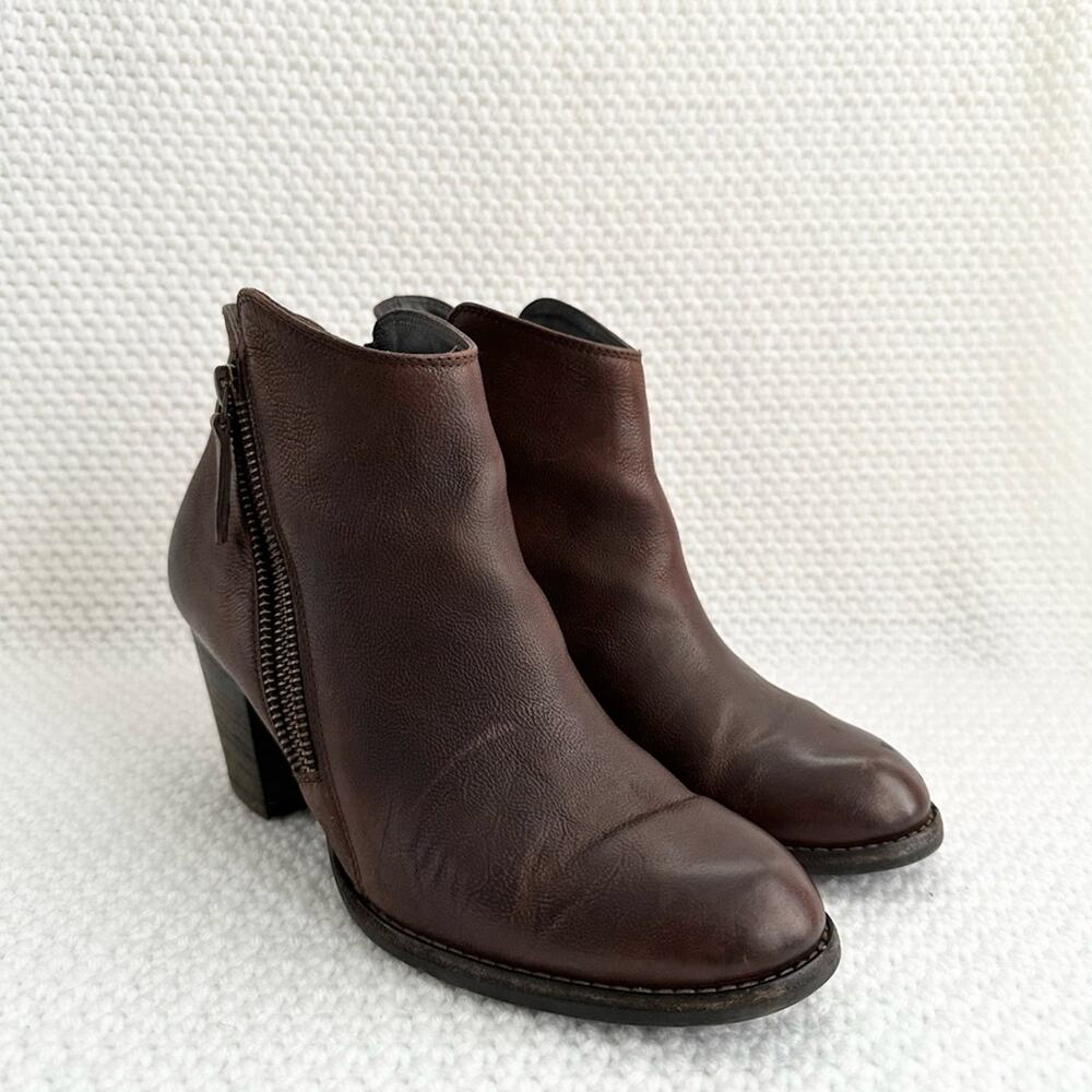 Paul Green Brown Leather Aubrey Double Zip Heeled Ankle Boots 4 UK 6 US - Picture 2 of 11